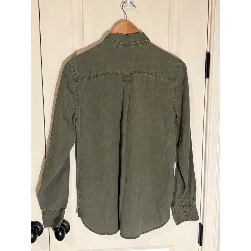 American Eagle Outfitters Mens Olive Green Lyocell Long Sleeve Utility Shirt S - Picture 3 of 5